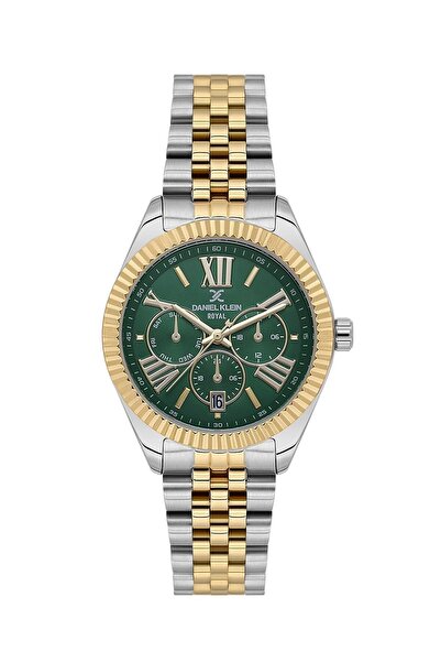 Daniel Klein Women's Double Color Gold Silver Metal Cord Green Dial Calendar ...