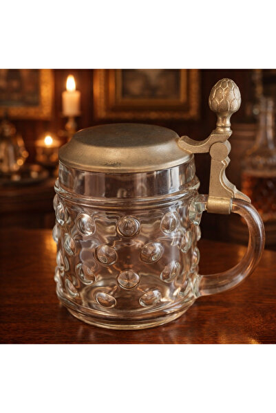 esdekor Vintage Alman BMF Bierseidel Kapaklı Cam Bardak 12x8cm 1 Adet Antika ...