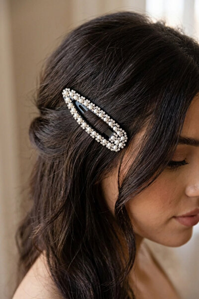 PETEK AKSESUAR Πλαϊνή πόρπη με μαργαριτάρι κρυστάλλινη πέτρα 9 εκ