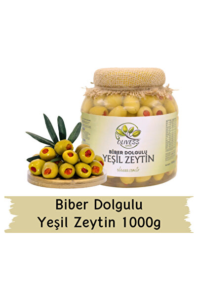 Biber Dolgulu Yeşil Zeytin 1 Kg