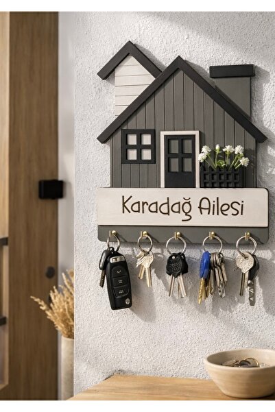 HippoDeco Kişiye Özel MDF Anahtarlık | Ev Figürlü Dekoratif Duvar Anahtarlık ...