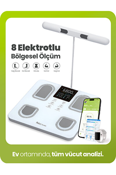 Relux RBS6000 8 Elektrotlu Akıllı Tartı - Segmental Vücut Analizi, Multi-BIA,...