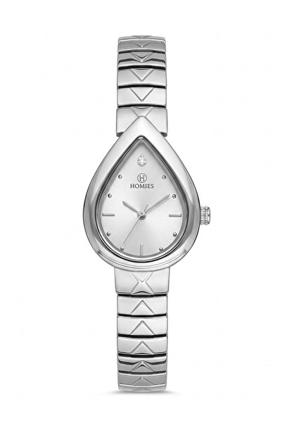 Homies Women's Silver Metal Cord Silver Dial Stone Detailed Women's Wristwatc...