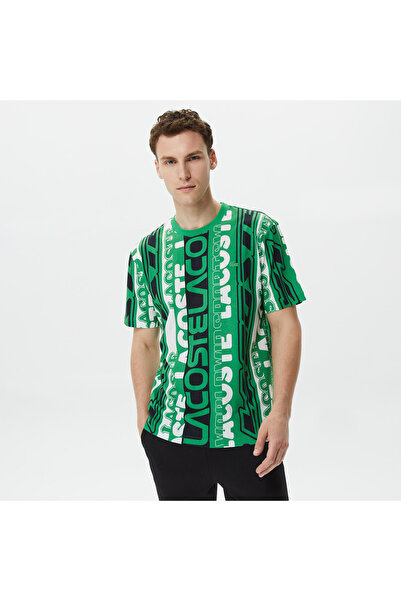 Lacoste Erkek Regular Fit Bisiklet Yaka Baskılı Yeşil T-Shirt