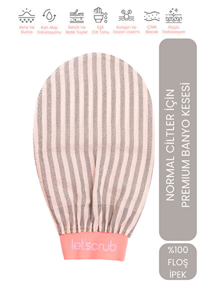 LET'SCRUB Premium Ekru Gri Zebra Banyo Duş Kesesi Peeling Eldiveni %100 Floş ...