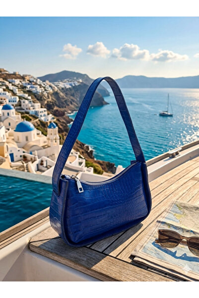 Muçi giyim Γυναικεία Τσάντα Μπλε Μπαγκέτα Saks με κροκόδειλο σχέδιο