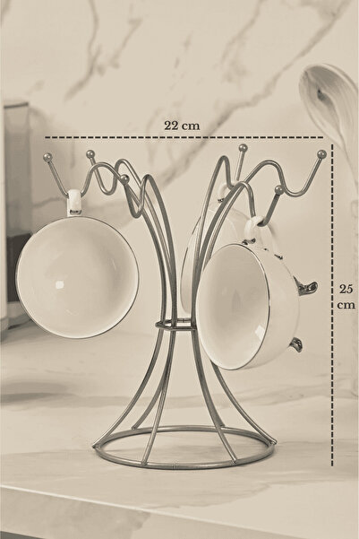 Edora Home Ματ ασημί 6 θέσεων για κρεμάστρες για ποτήρια, οργανωτής για κούπε...