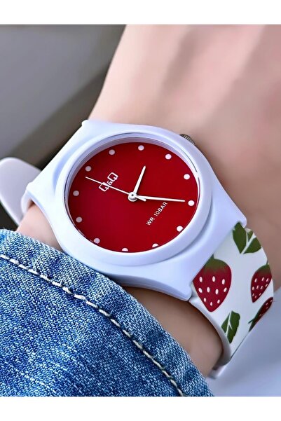 Q&Q ساعة يد بسلك بلاستيك مقاوم للماء للجنسين