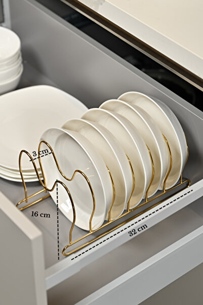 Edora Home Altın 6 Bölmeli Tava, Tabak Ve Tencere Kapak Düzenleyici Raf, Çekm...