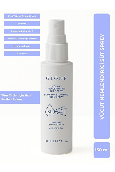 GLONE Vücut Nemlendirici Süt Sprey 150ml | Hyaluronik Asit, Panthenol & Squal...