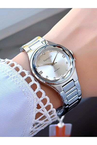Ferrucci Milano Silver Stone Dial Silver & Gold Metal Cord Women Wrist Watch