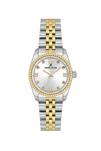 Daniel Klein Dke.1.10802-1 قرص أبيض اللون ذهبي اللون سلك متعدد الألوان 3 Atm ...