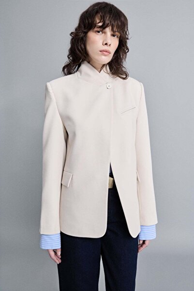 VATKALI Stand-Up Collar Buttoned Blazer Jacket