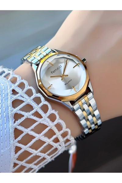 Ferrucci Milano Women's Gold Metal Cord Gold Dial Wristwatch 2 Years Warranty