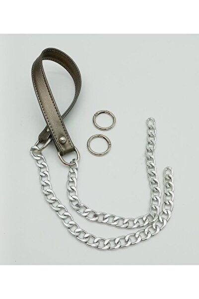 angel çanta aksesuar Λαβή τσάντας από συνθετικό δέρμα με ραμμένη ασημένια αλυ...