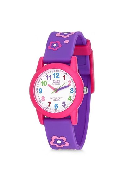 Q&Q Waterproof Children's Wristwatch Daisy Flower Pattern Colorful Numbers