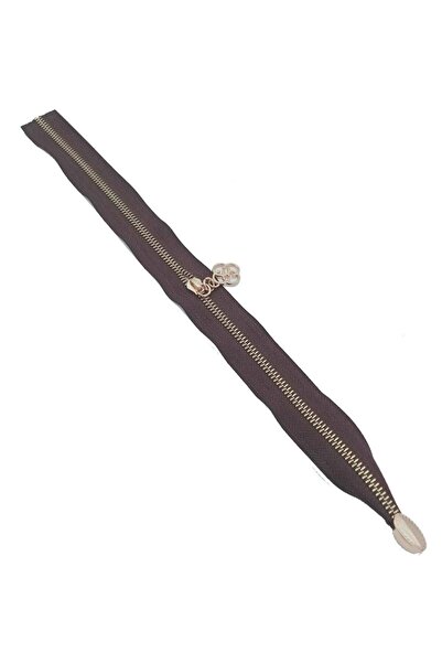 angel çanta aksesuar Tek Stoplu 45 Cm Fermuar Light Gold Metal Kahverengi Renk