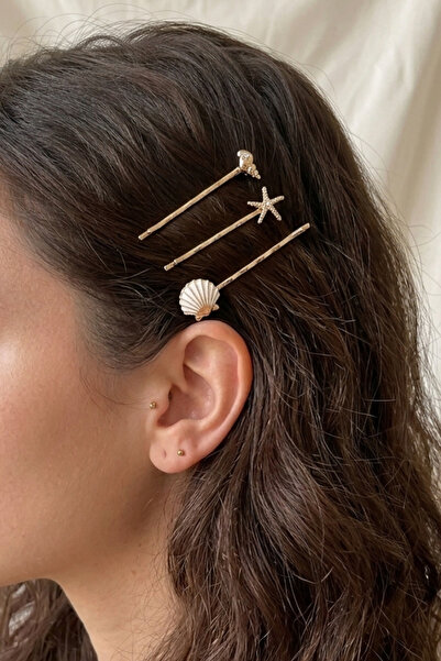 PETEK AKSESUAR 3 ADET SEA SHELL TEL TOKA SETİ