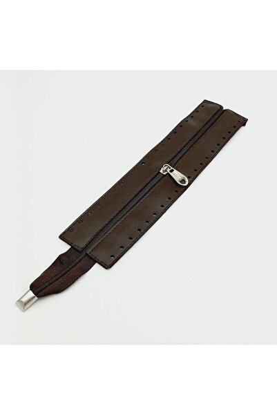 angel çanta aksesuar اللون البني 28 سم سحاب جلدي مع معدن فضي