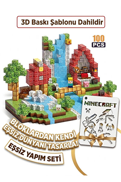 acces Minecraft Tarzı kutlu çantalı 100 parça ,,,100 parça