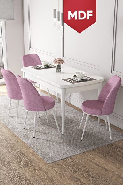 Canisa Concept Kor Serisi 70x114 Açılabilir MDF Mutfak Masa Takımı Beyaz Masa...