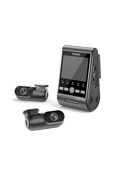 Viofo A229 Plus 3CH – أمامي 2K + خلفي 2K + داخلي 1080P، STARVIS 2، HDR، شاشة 2.4 بوصة، صوت