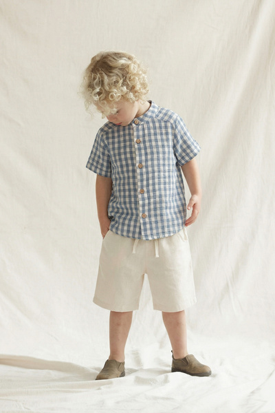 Cigit Комплект муселинова риза 1-8 години индиго синьо