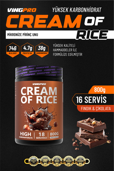 vingpro CREAM OF RİCE 800GR 16 SERVİS FINDIK & ÇİKOLATA AROMALI