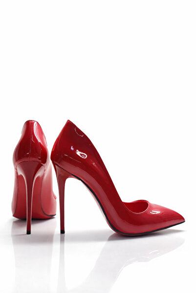 HAYYSHOES AURORA Kırmızı Rugan Stiletto Kadın Yüksek Topuklu Ayakkabı 10 Cm