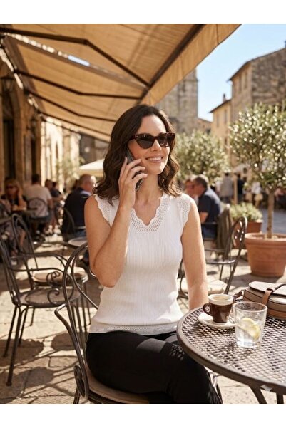 URUMDAY Skirt Lace-Like Knit V-Neck Athlete Blouse