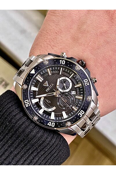 Fiesta ساعة يد رجالية بحزام معدني F24081M