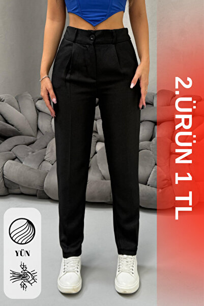 BİKELİFE Damen-Hose mit hoher Taille, Karottenmodell, elastischer Bund, schma...