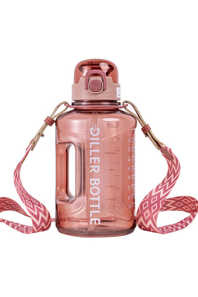 DILLER قارورة ماء تريتان كبيرة الحجم بسعة 1700 مل مع شفاطة وحزام للرقبة