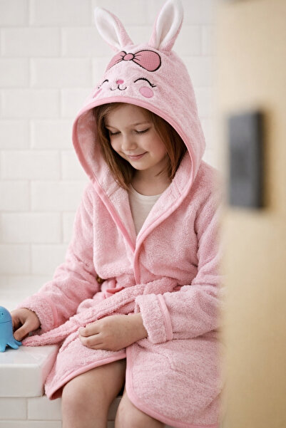 HOUME Kapşonlu Kız-erkek Çocuk Bornozu Pamuklu-TAVŞAN