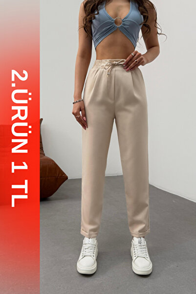 BİKELİFE Spodnie damskie z wysokim stanem i elastyczną talią do kostek