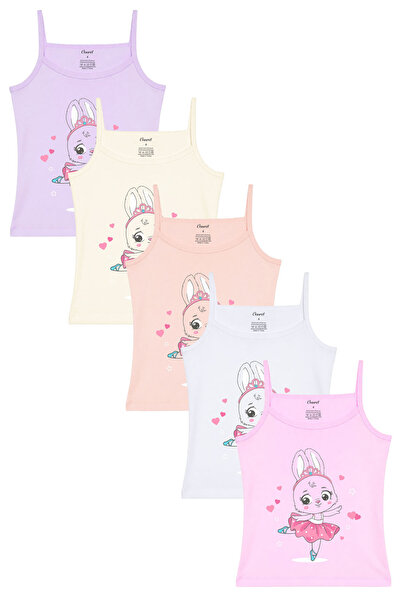 Onurel Κοριτσίστικο 5 Πακέτο - Μπλουζάκι με λουράκι από βαμβακερό σχοινί Lycr...