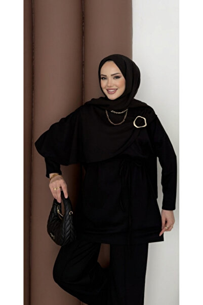 MissPul Γυναικείο Σετ Μίνα με Λεπτομέρεια Κούμπωμα στο Πάνω Μέρος και Μαύρο Χ...