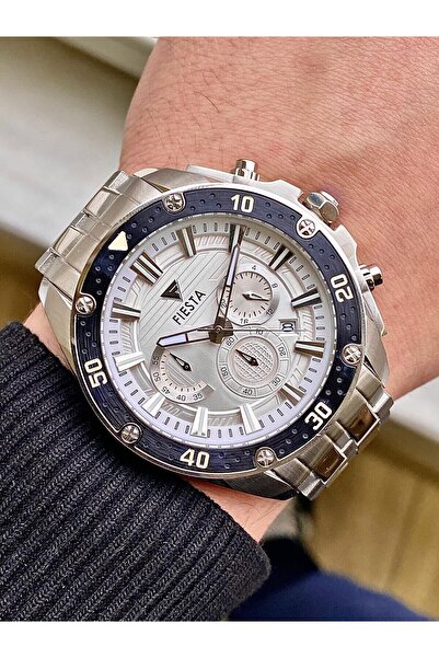 Fiesta ساعة يد رجالية بحزام معدني F24081M