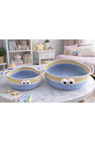 Generic Funny Eyes Round Colorful Cotton Rope Storage Basket