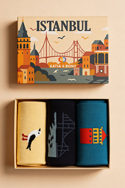 Katia&Bony مجموعة جوارب للجنسين من مجموعة إسطنبول الخاصة مكونة من 3 قطع في صندوق