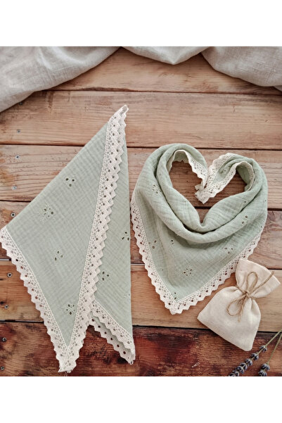 Mufincollection Mother Daughter Matching Muslin Bandana – Triangle, Lace, Cotton Fabric