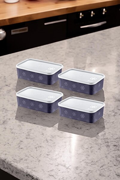 Smartware Set of 4 No Frost Storage Container Navy Blue 1600 ml