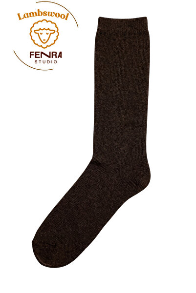 FENRA STUDIO Men's Winter Thermal Wool Warm Lambswool Brown Socks