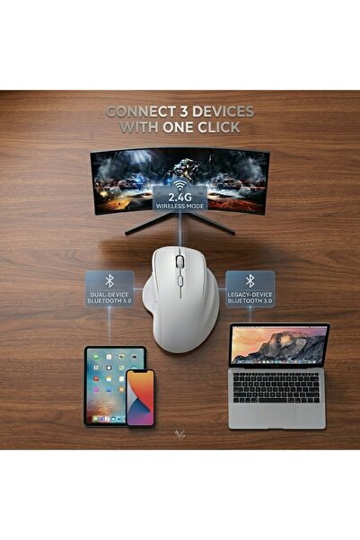 KRM Wireless Mouse Bluetooth Mouse 3 Mode Ergonomic Computer Mouse