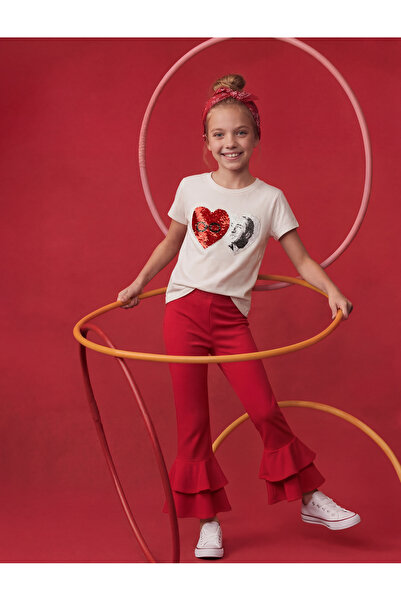 Koton Pantaloni cu talie elastică detaliu cu volane evazat