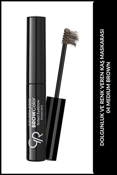 Golden Rose Brow Color Tinted Eyebrow Mascara No: 04 Medium Brown - Fiber İçe...