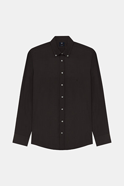 W Collection KAHVE UZUN KOLLU GÖMLEK