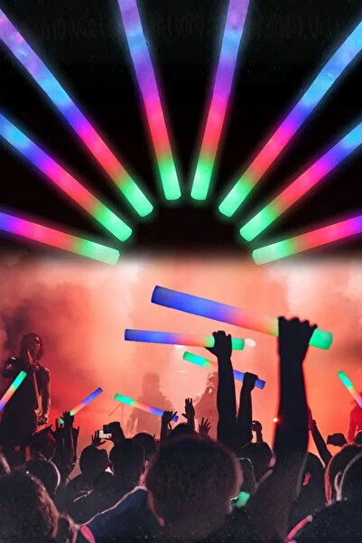 ReilaParty LED Işıklı Rengarenk Sünger Parti Çubuğu 46 cm - 3 Modlu Neon Kons...