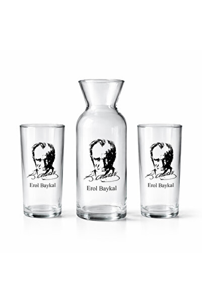 hediyekralı Kişiye Özel Atatürk Temalı 3’lü Rakı Seti – 2 Adet Rakı Bardağı +...