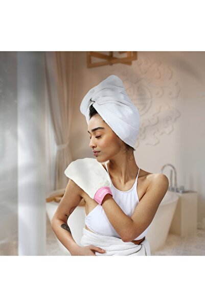 BEAUTYA 1 Adet Ekru Banyo Duş Kesesi Peeling Eldiveni %100 Floş Ipek Normal Ciltler Için